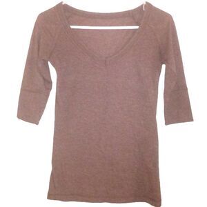 AEROPOSTALE women's junior's small heathered brown low cut v-neck shirt